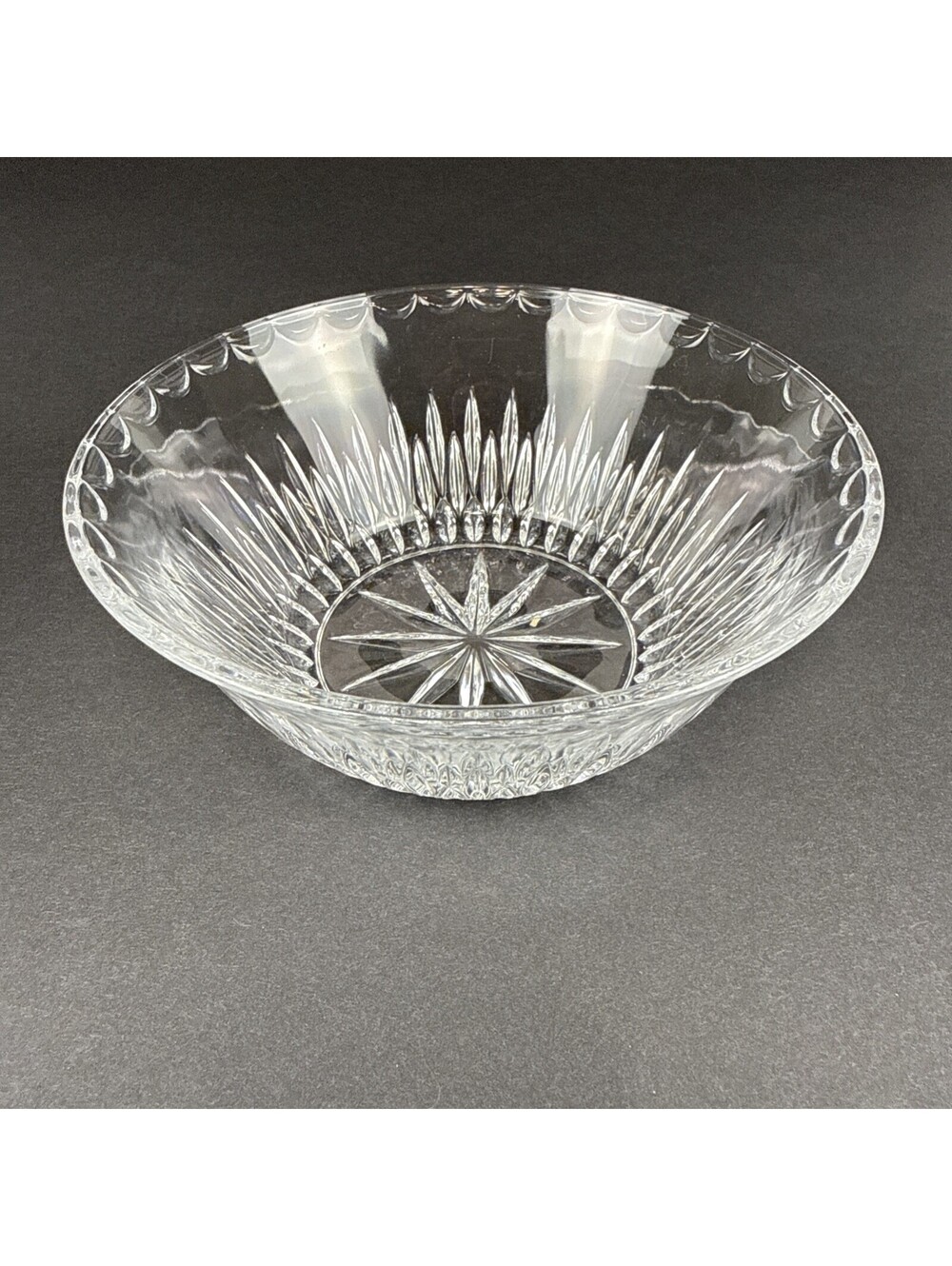 Vintage Princess House Royal Highlights Crystal Salad Serving Bowl Starburst Rim